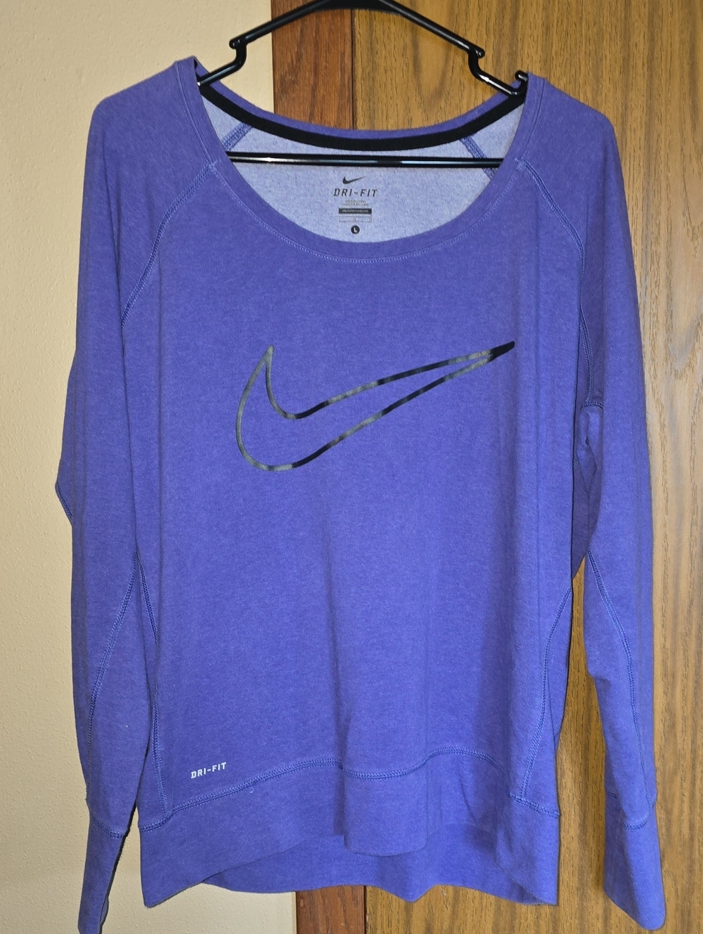 Nike Purple Dri-FIT Long Sleeve Pullover with Black Swoosh